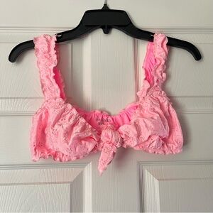 Frankie’s Bikinis Colby Eyelet Shine Bikini Top pink cherry blossom size m